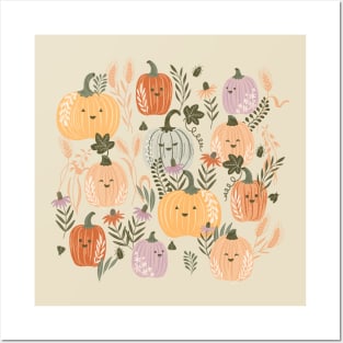 Harvest Halloween Pumpkins Posters and Art